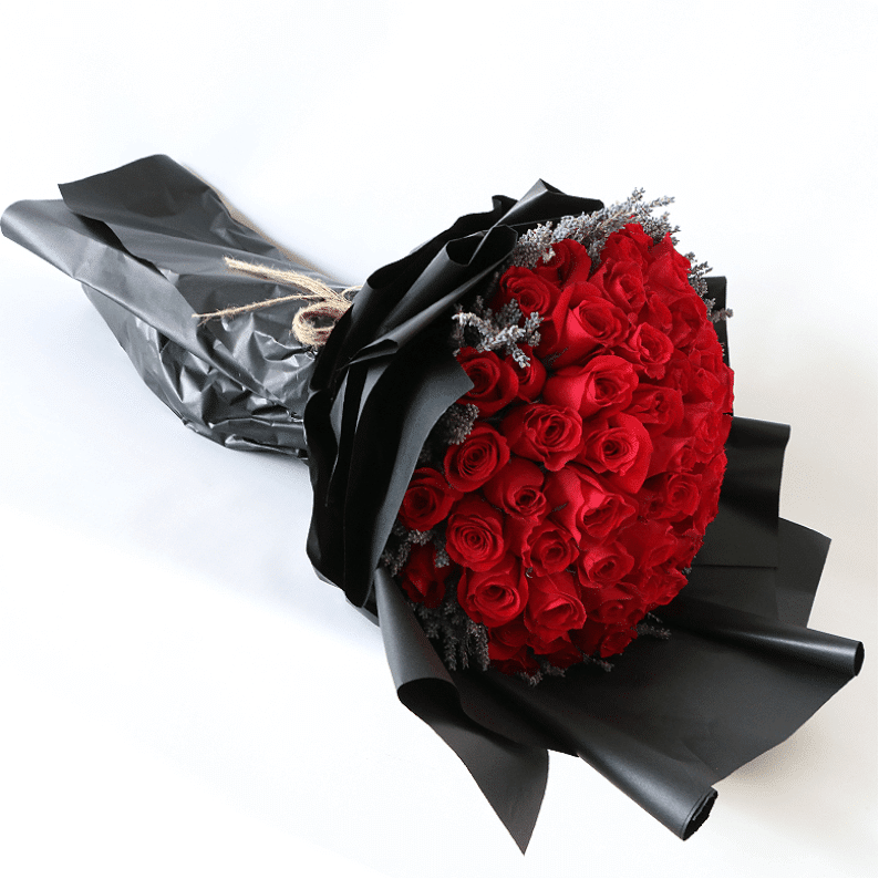 Luxurious Red Rose Bouquet Red Rose Bouquet with Lavender and black paper