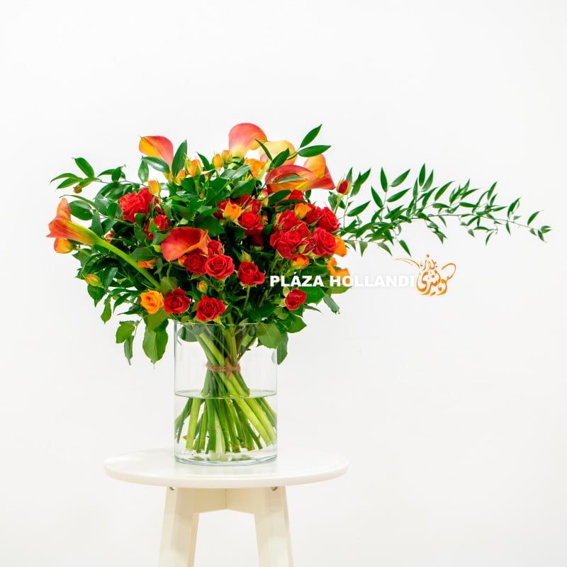 4 logo (3) red spray roses and calla lily flower bouquet