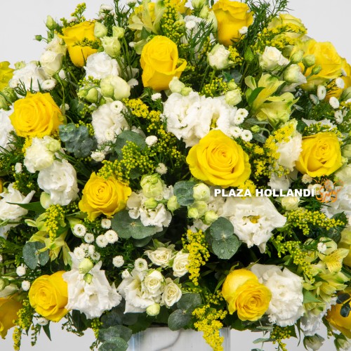 Yellow and white arrangement Yellow and white arrangement