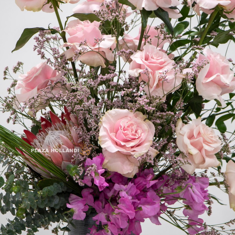 2.1 close up of rose flowers and sweet pea flowers