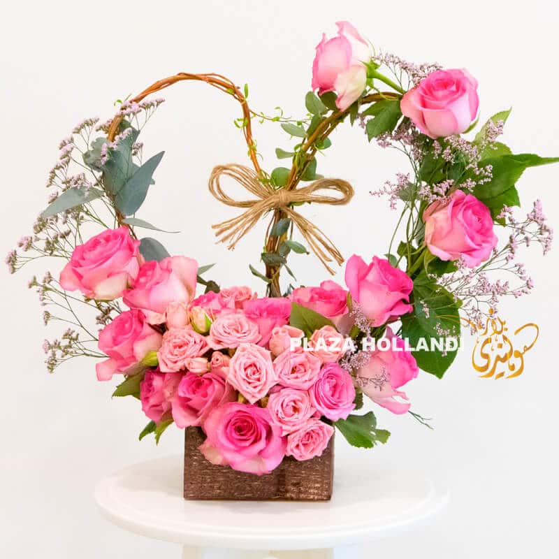 A 17 heart shaped flower arrangement