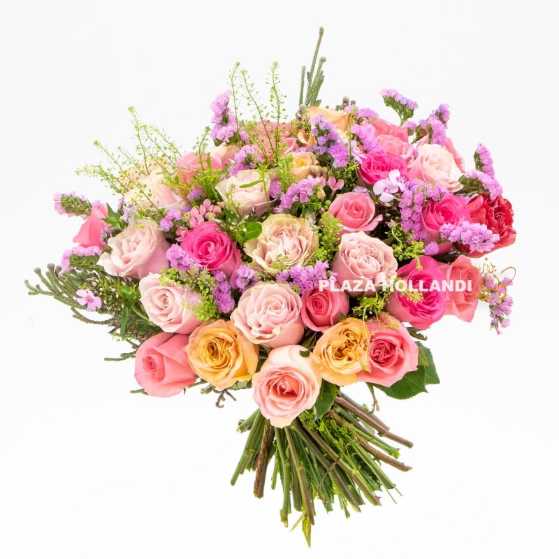 1L Pink, peach and purple flower bouquet