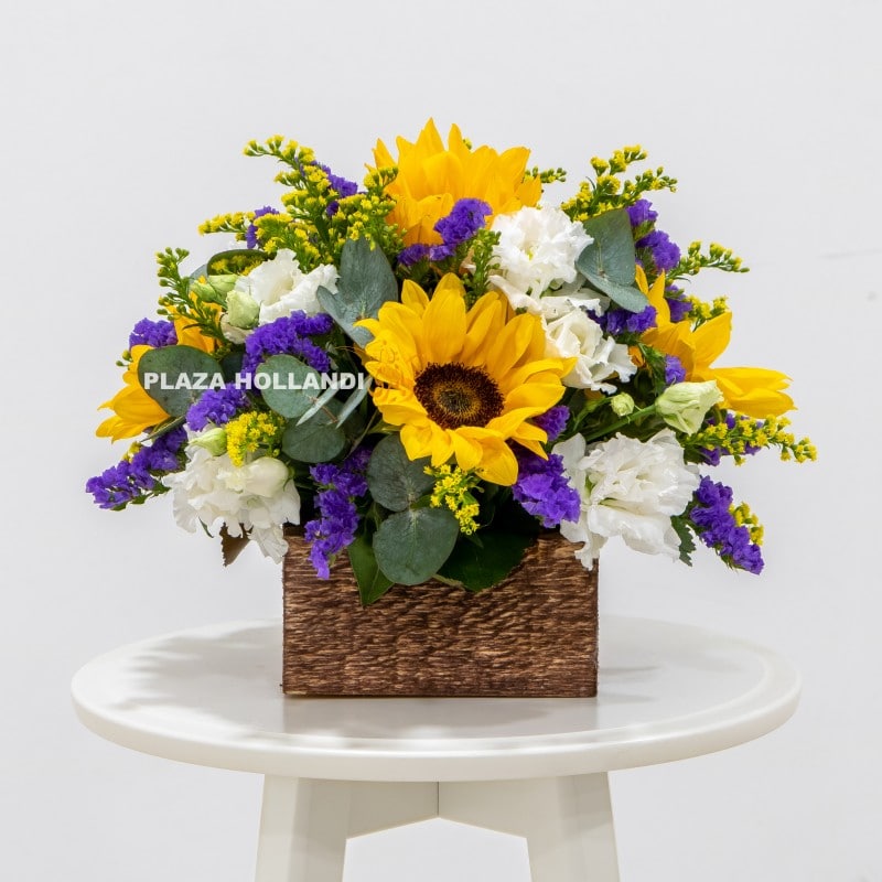 3 (2) Sunflowers in a wooden box