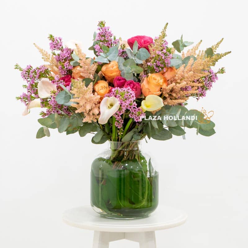4 pink and peach flower bouquet