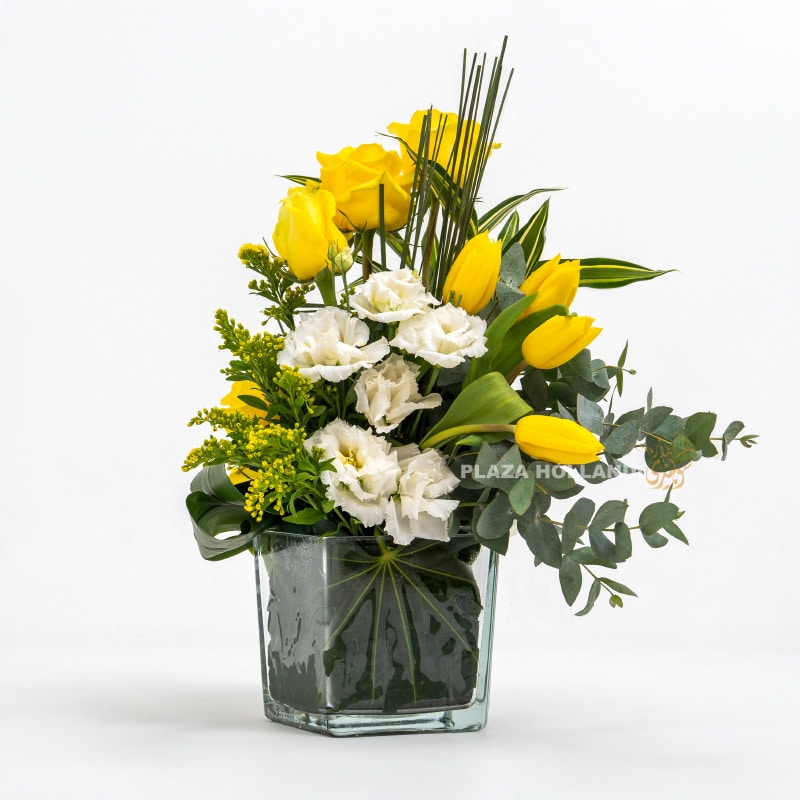 13.2 Yellow Roses and Tulips Arrangment