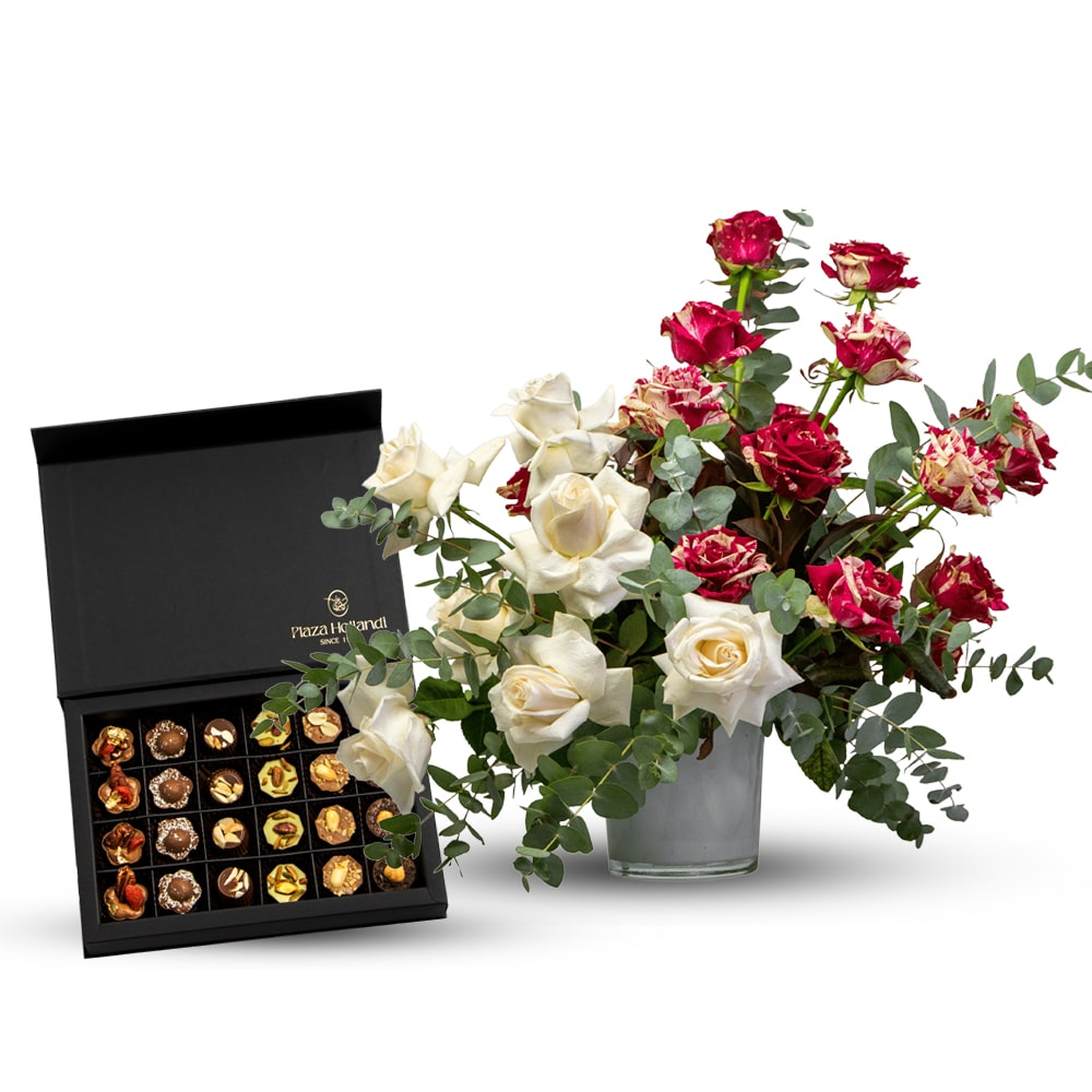 CH 08 QAR 500 Red Roses and Chocolate Arrangement