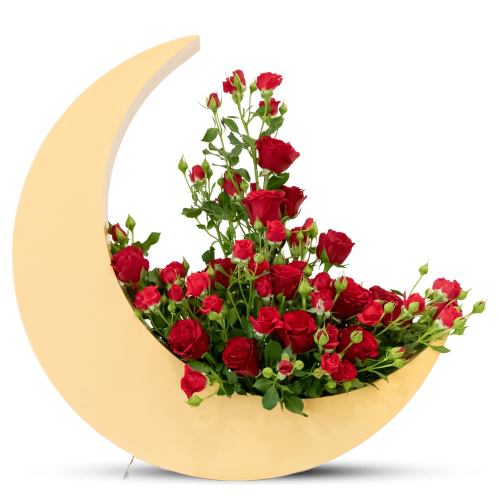 Moon Red Spray Rose Crescent Moon