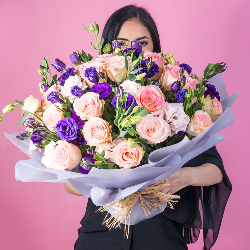 WD 14 Rose Eustoma Enchanted Petal Delight Bouquet