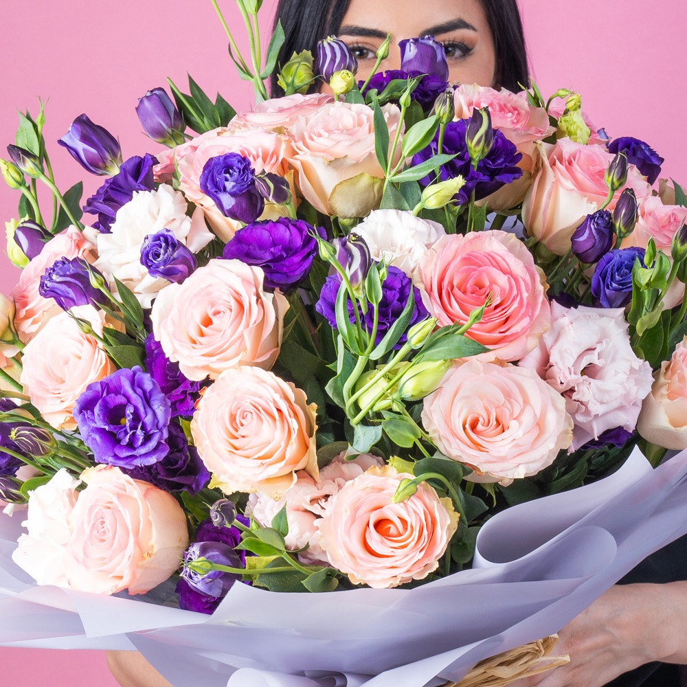 WD 14C Rose Eustoma Enchanted Petal Delight Bouquet