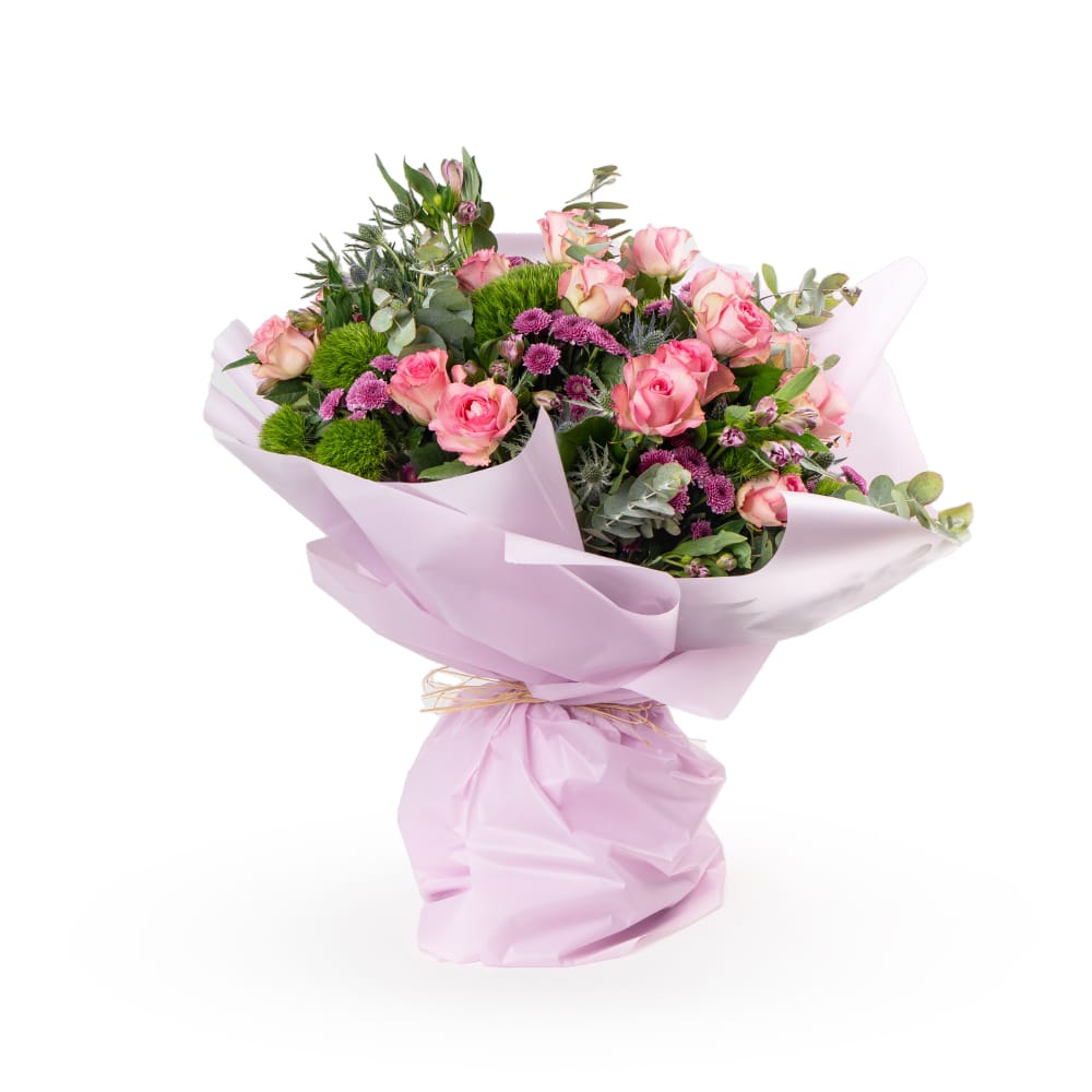 cover 8 Pink Rose and Alstroemeria Bouquet