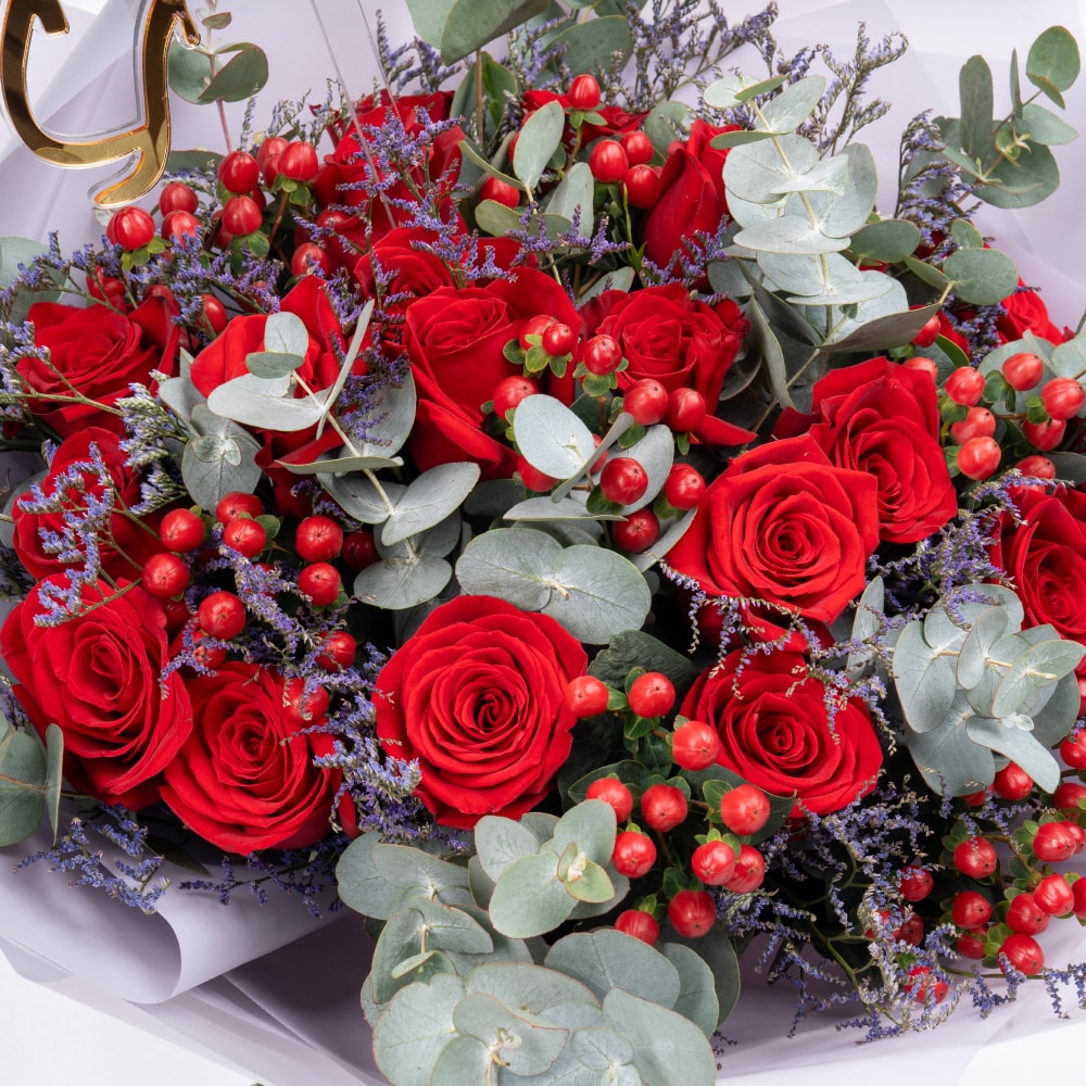 4.2 Graduation Eucalyptus Elegance with Red Roses