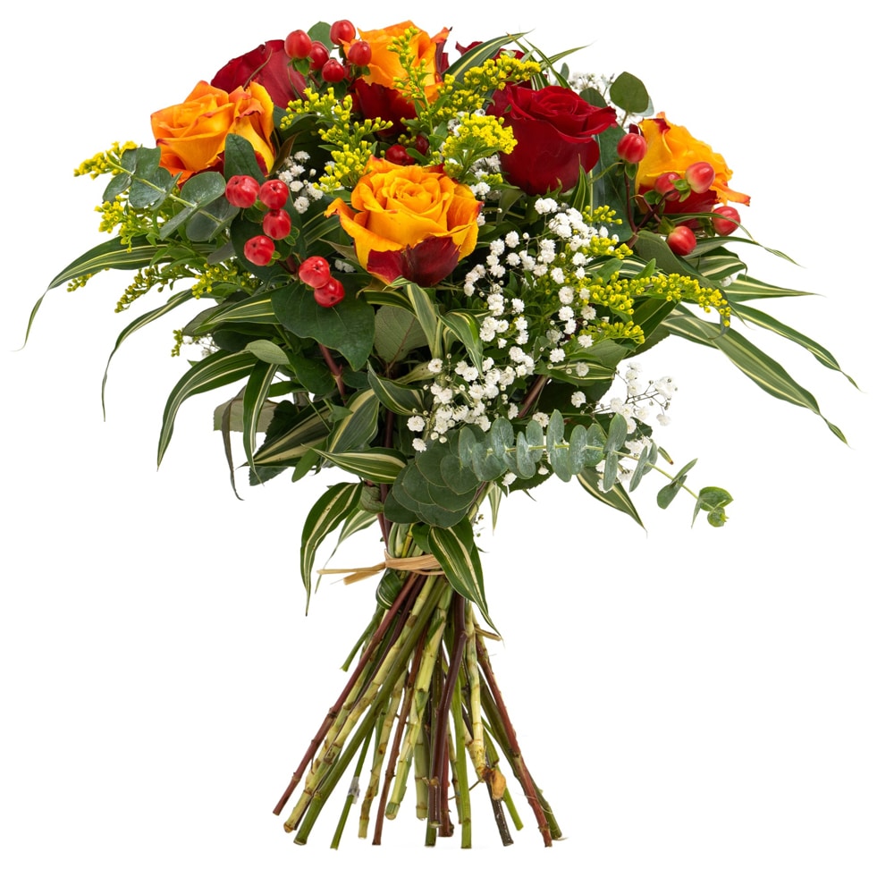 L 1 Red and Orange Rose Bouquet