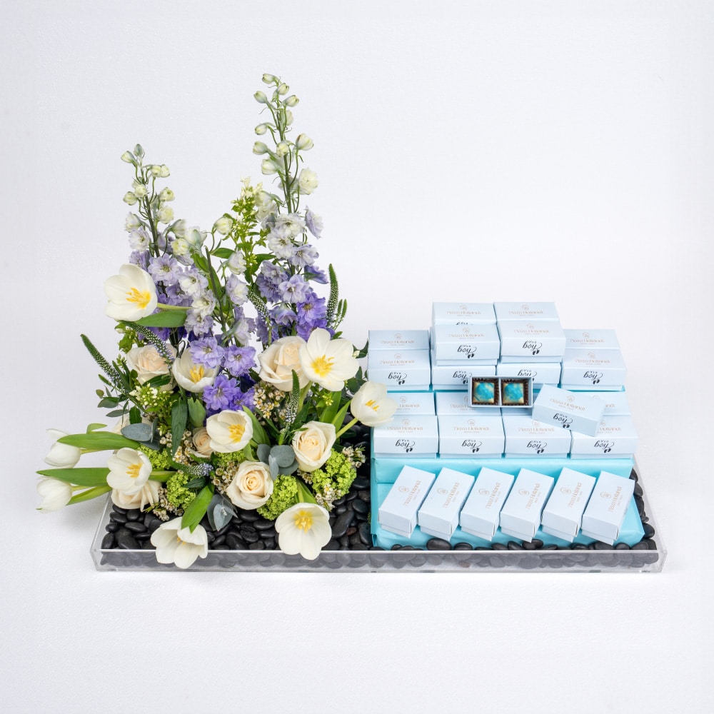 1.1.2jpg Baby Boy : Tulips with Pistachio Filled Chocolates