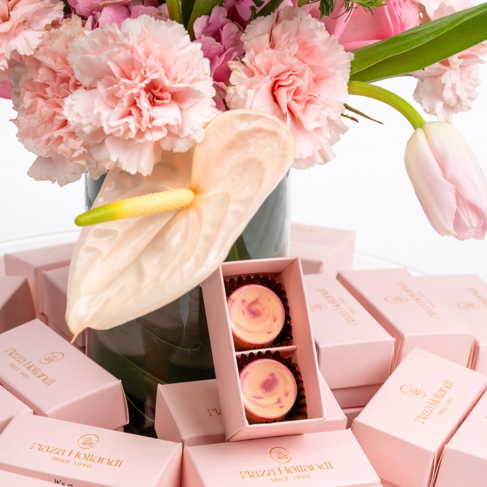 4.3. Baby Girl : Tulips, Roses with Coconut Filled Chocolates