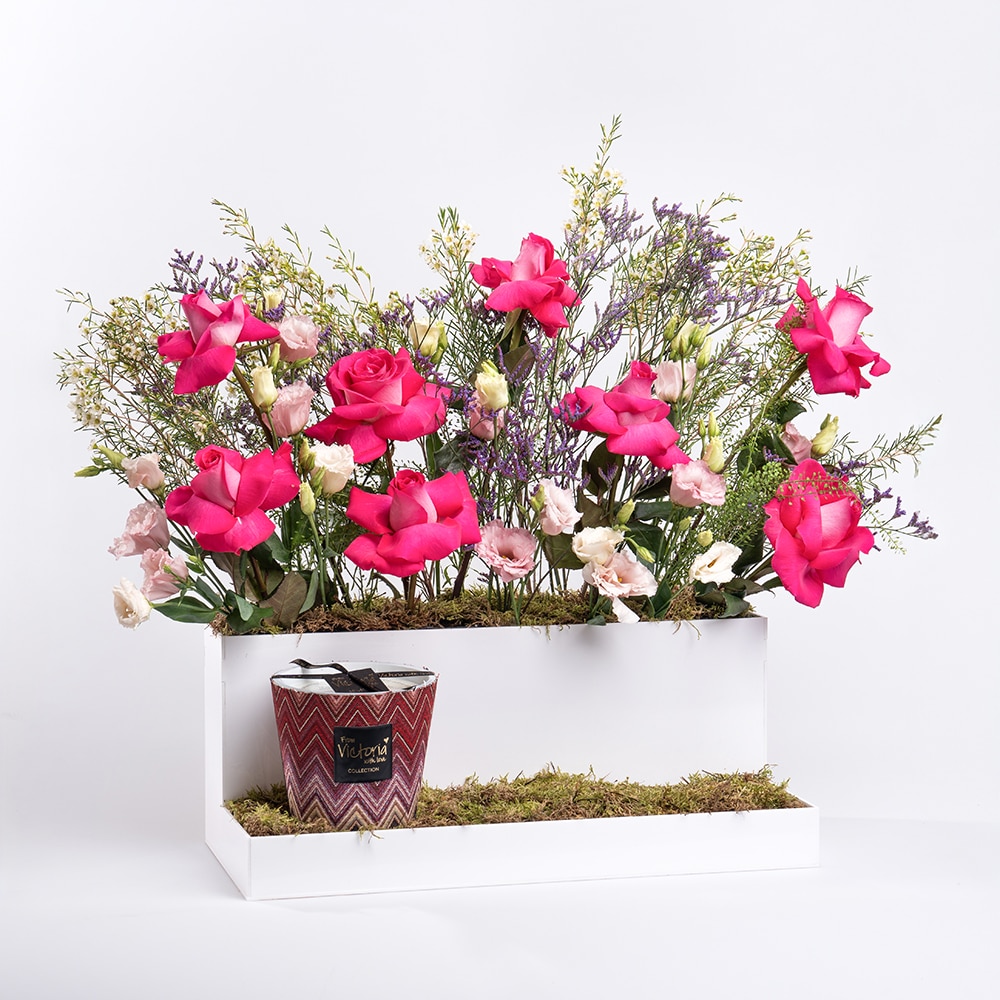 2 Radiant Rose and Wax Flower Arrangement