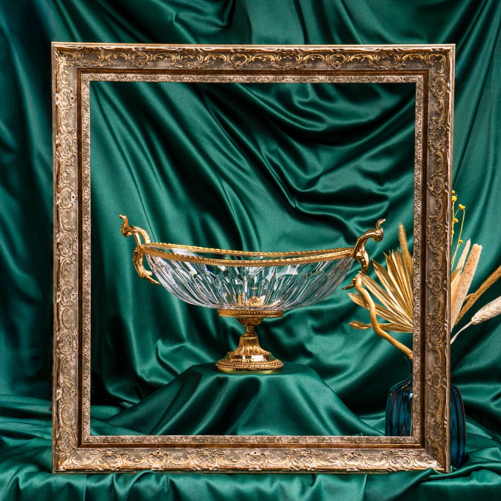 16 Luxurious Crystal Vase Bowl with Golden Elements
