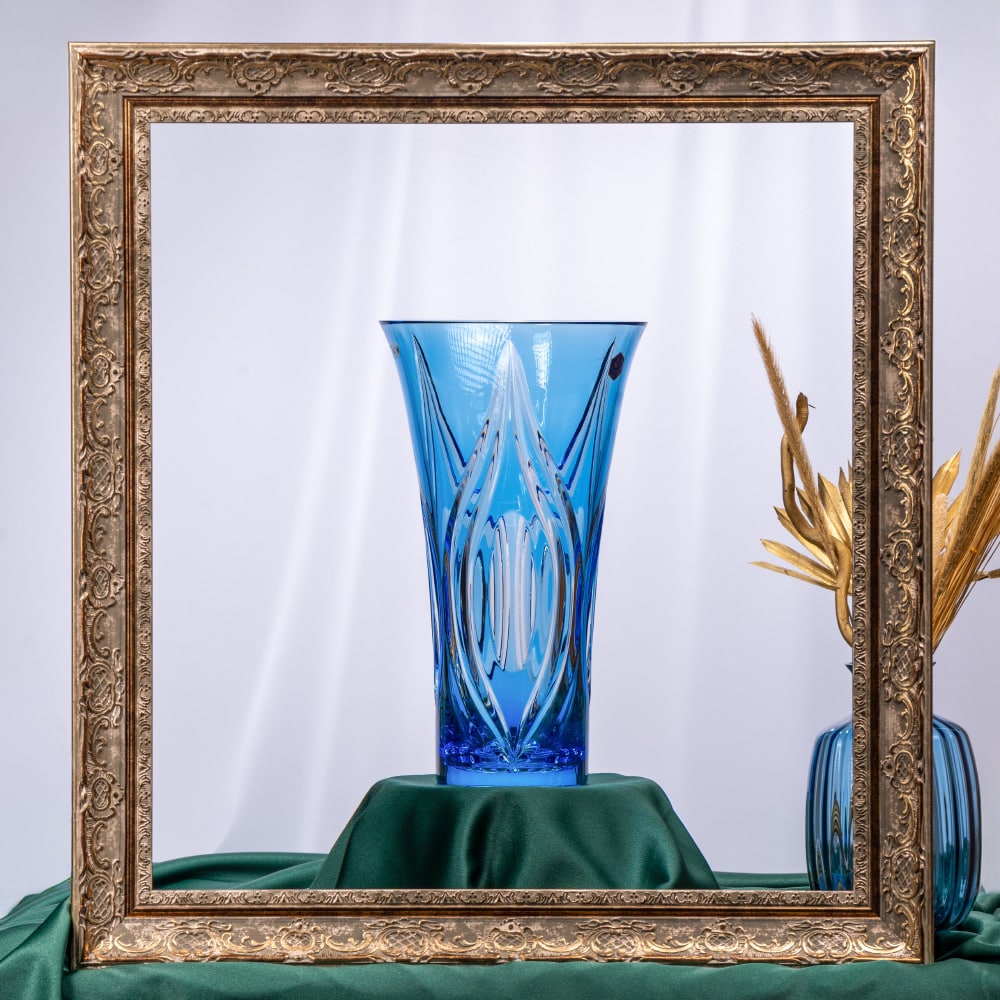 5.2 Blue Cristallerie de Montbronn Crystal Vase