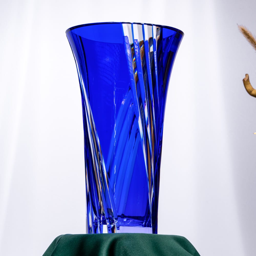 9.2 Blue Cristallerie de Montbronn Crystal Vase