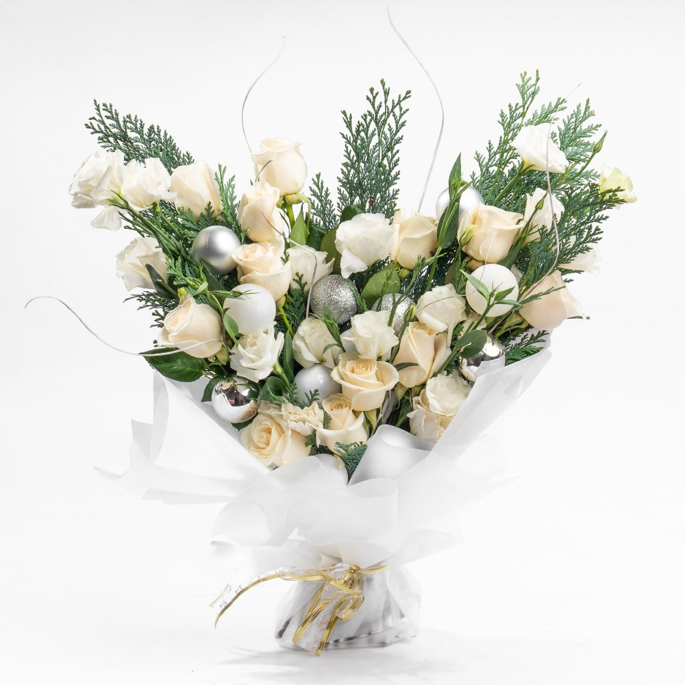 2 Sparkling Christmas Bouquet with White Touches
