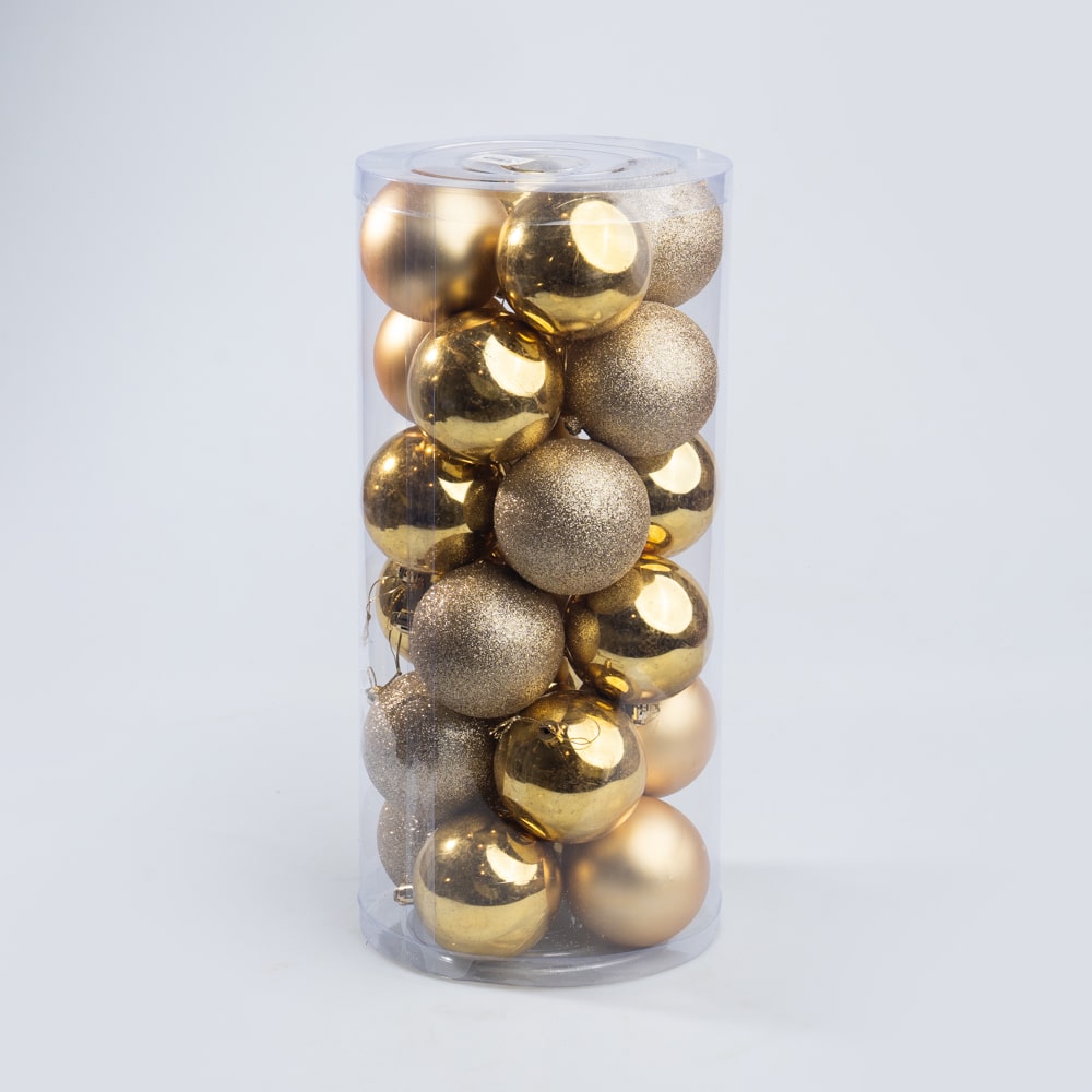 DSC00652 Luxury Gold Christmas Hanging Balls Mix - 24 pcs