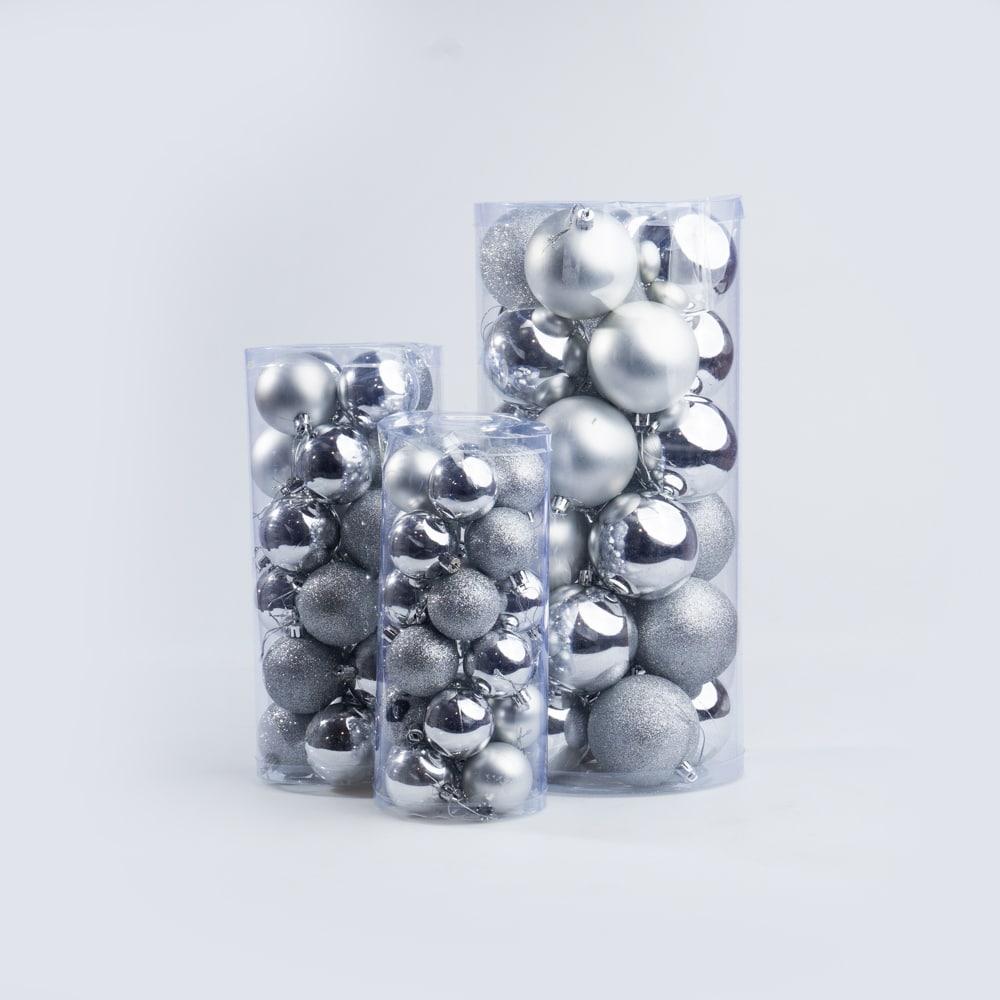 DSC00670 Luxury Sliver Christmas Decoration Hanging Balls Mix - 24 pcs