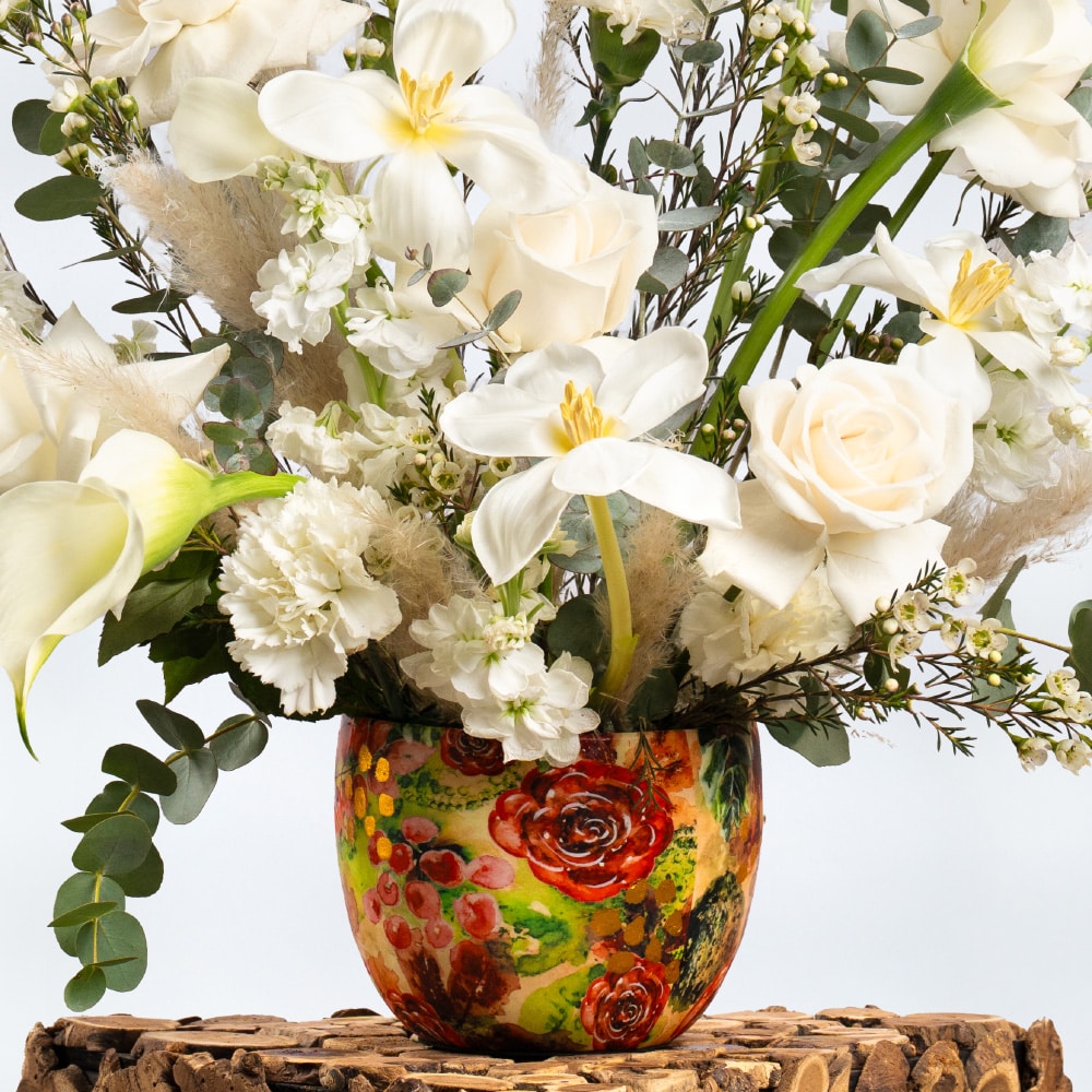 2.3 Timeless Grace with White Roses, Tulips and Pampas