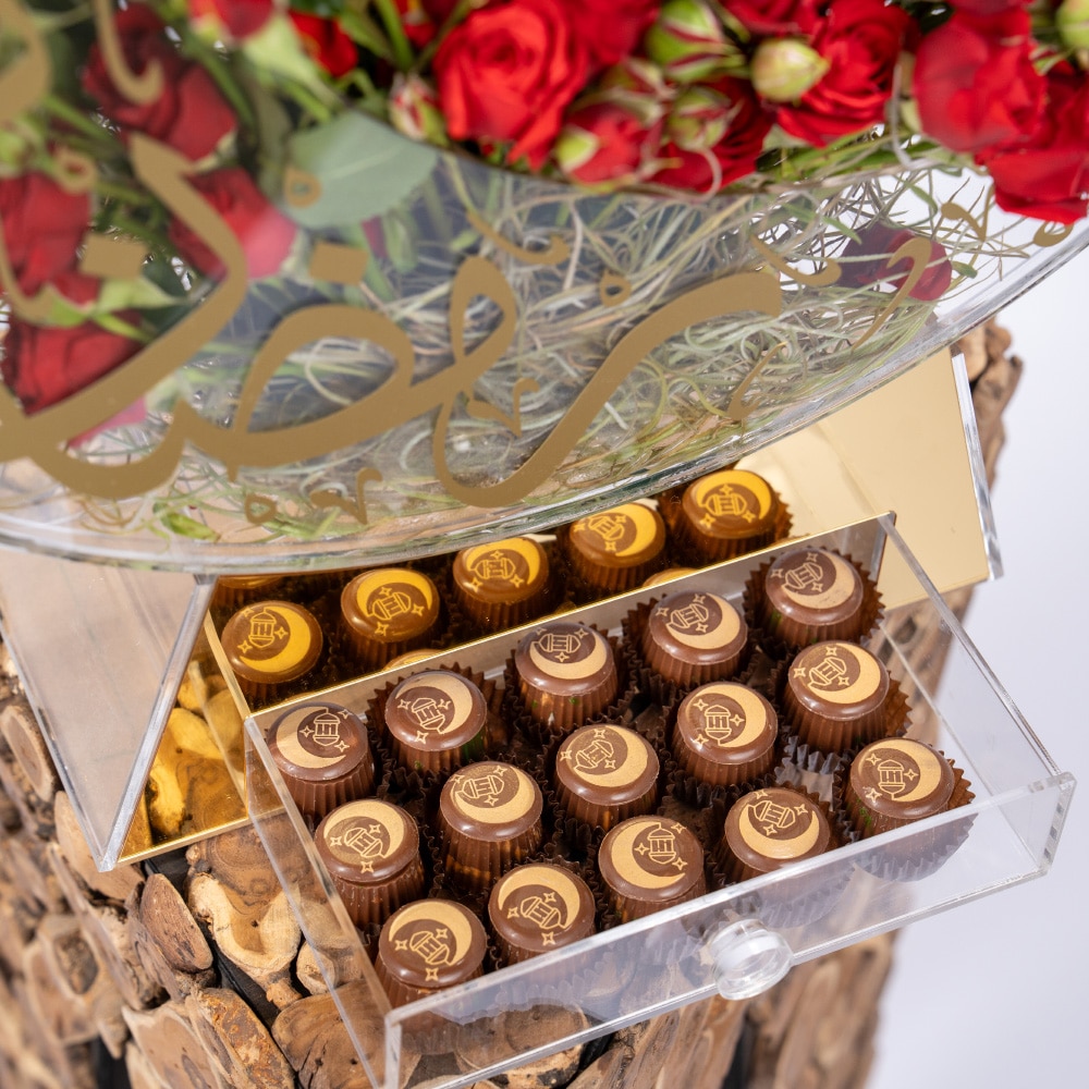 33.3 Radiant Moon with Sunflowers and Yellow Calla Lilies With Chocolate