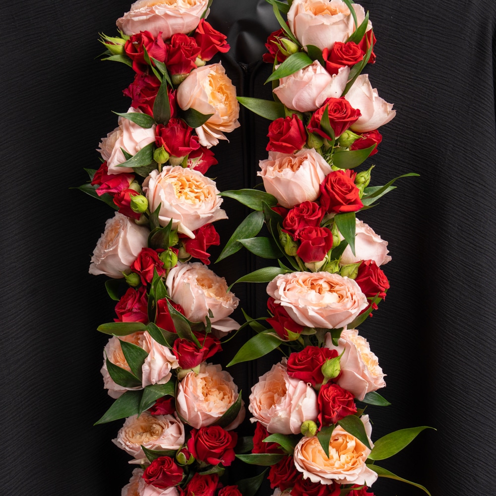 4.2 “Floral Honor” Graduation Garland – Peach & Red Roses
