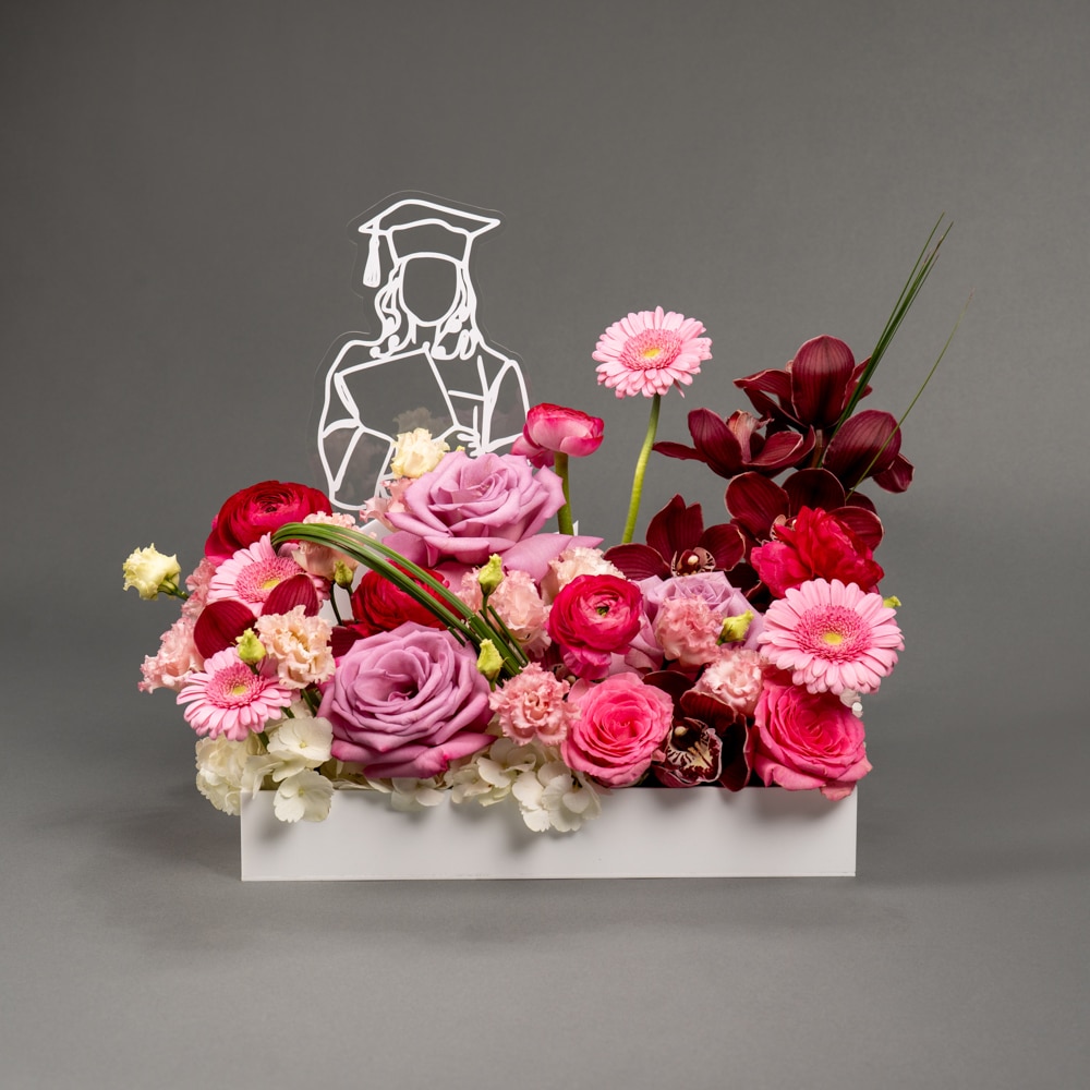 5 Radiant Garden Bouquet – Gerbera, Pink Roses & Ranunculus Floral Joy