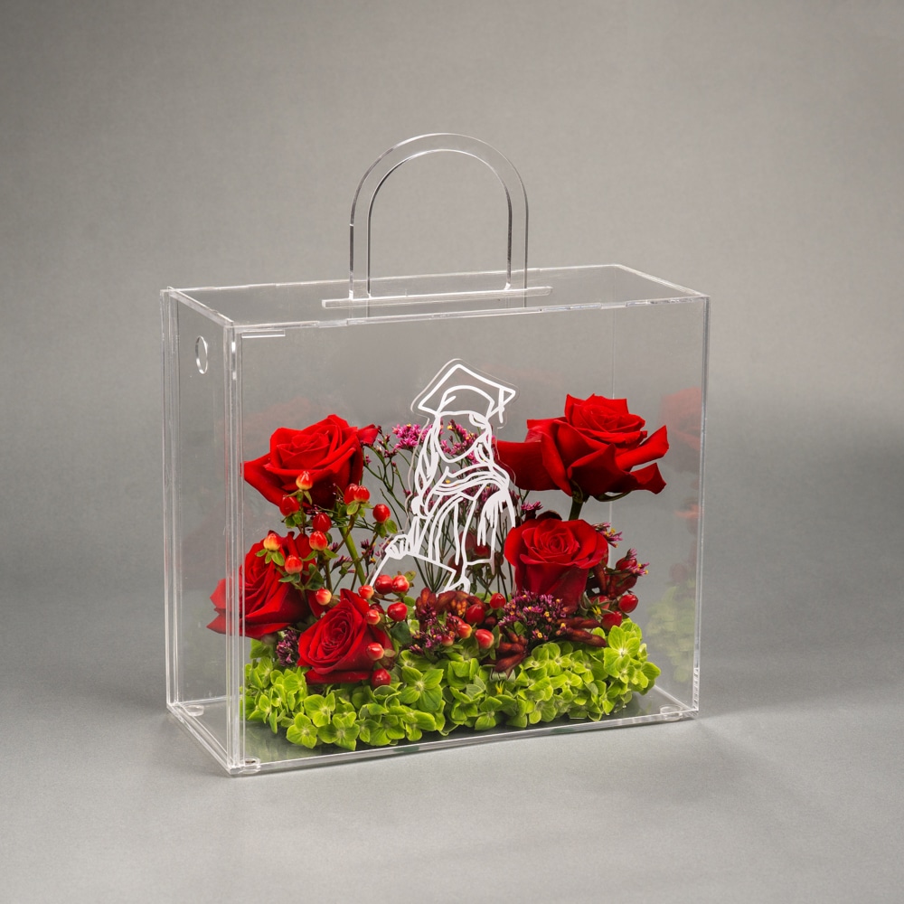 7 Red Roses & Hypericum-Enchanted Crimson Garden