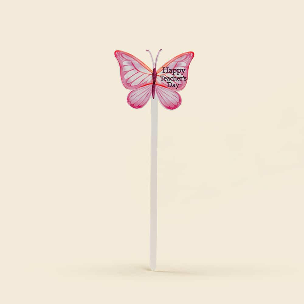 11 Teacher’s Day Pink Butterfly Tag – Elegant Floral Accessory for Gifts & Bouquets