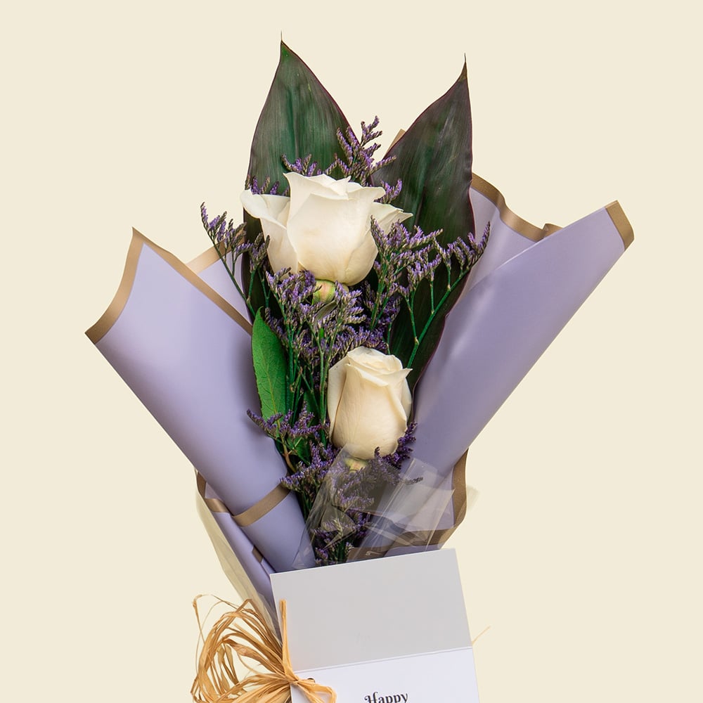 22.2 White Roses with Limonium & Teacher’s Day Greeting Card