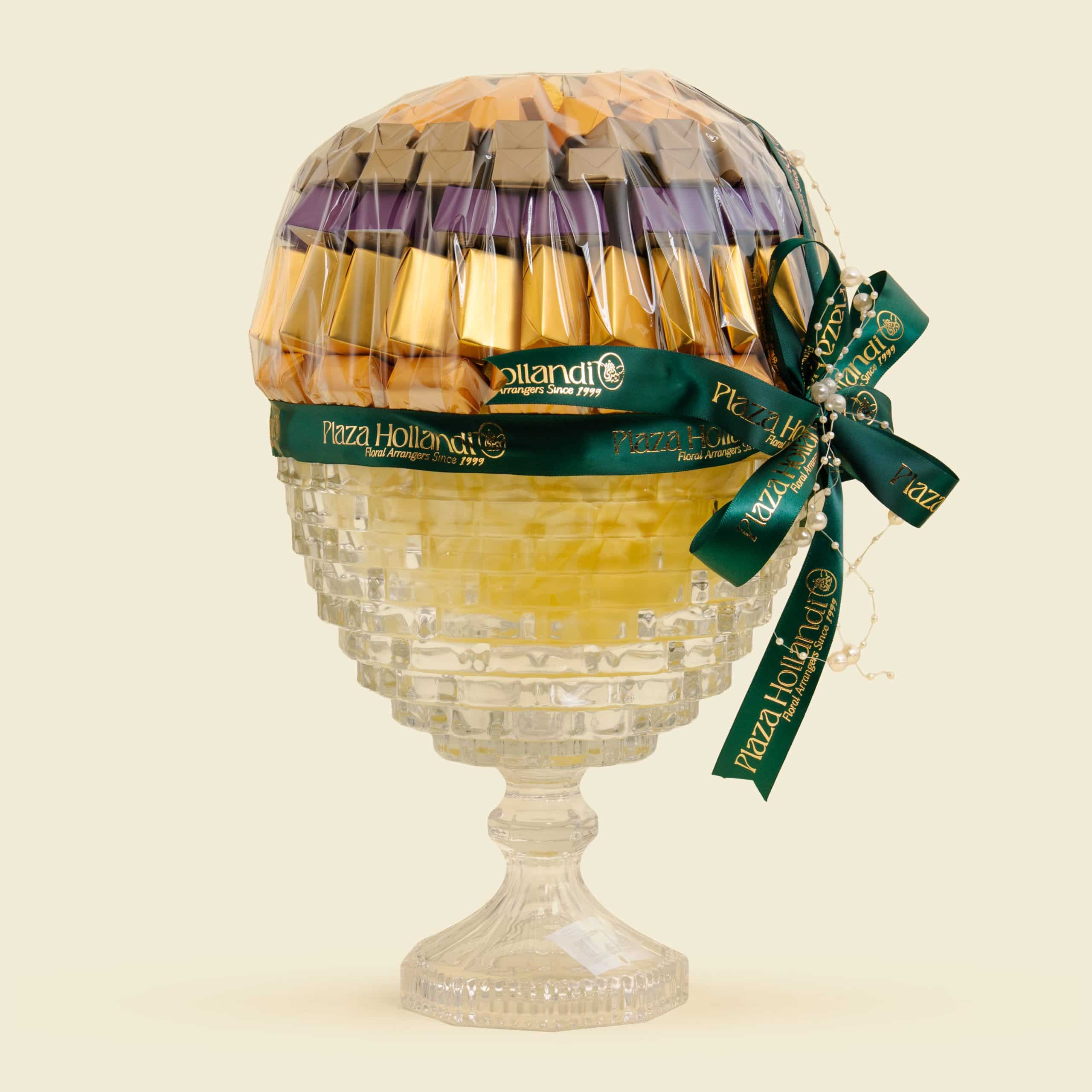 10 Royal Chocolate Centerpiece in Diamond Cut Glass Pedestal Bowl