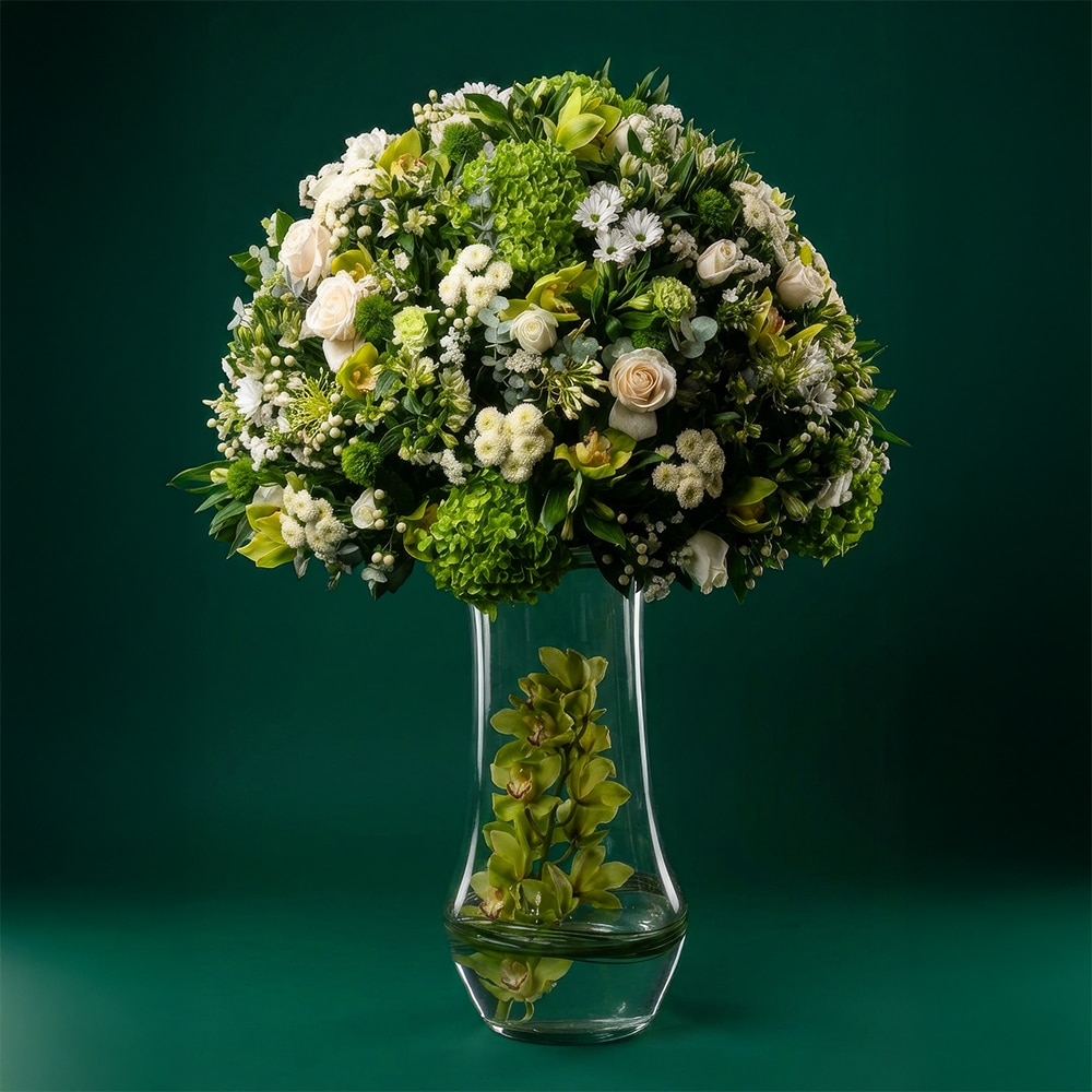 4 uxury flower arrangement, mixed flowers vase, cymbidium orchid arrangement, hydrangea bouquet, premium floral gift, elegant glass vase flowers, luxury décor flowers