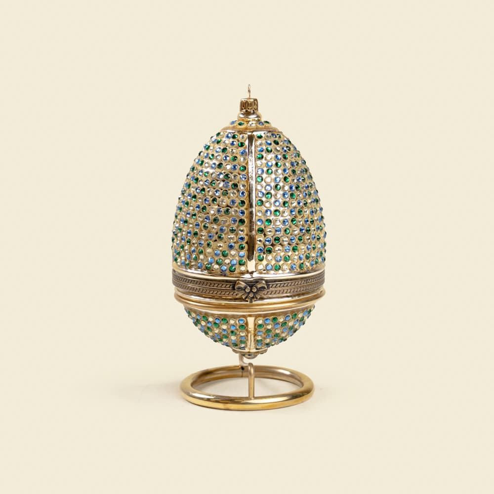 5.3 Peacock Hinged Fabergé Style Egg – Handcrafted Luxury Ornament