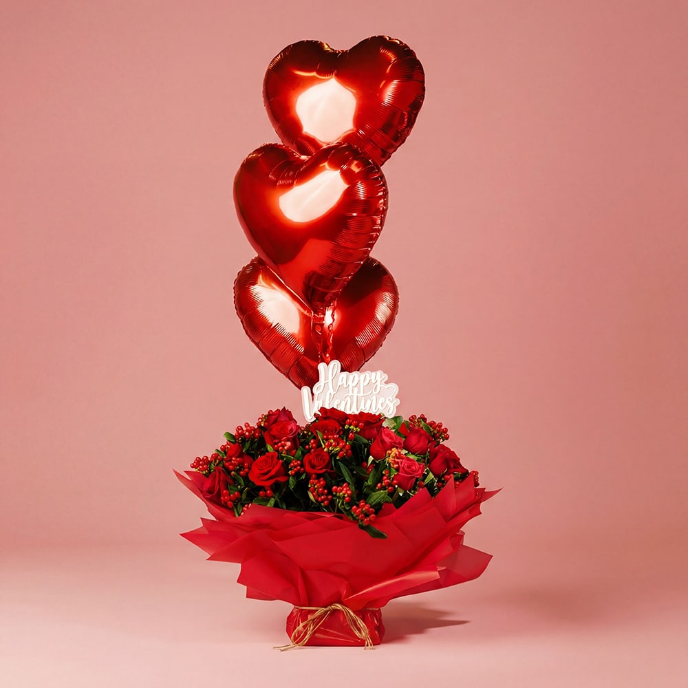 14-1-1.jpg Romantic Bouquet with Roses & Balloon