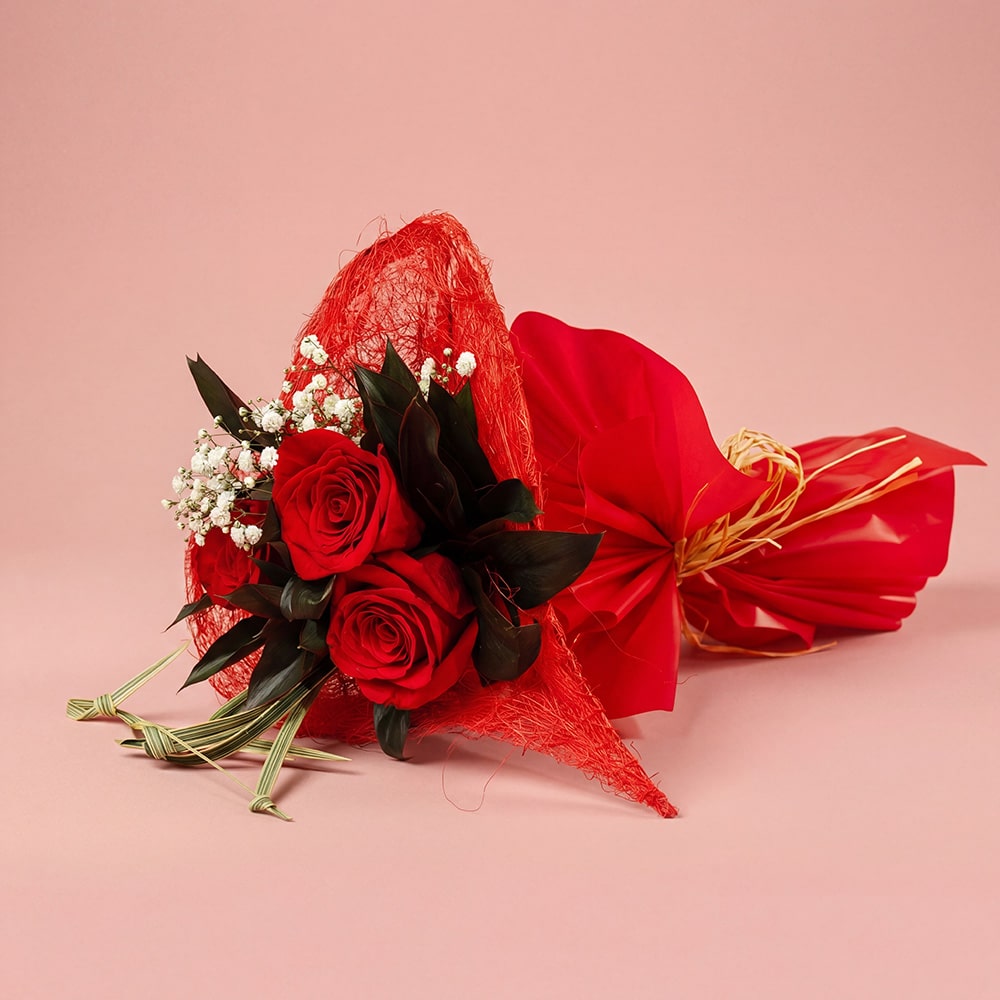 32-1-1.jpg Mini Bouquet with Roses, Compacta & Gypsophila