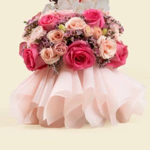 Mother & Baby Pink Rose Arrangement – H30cm