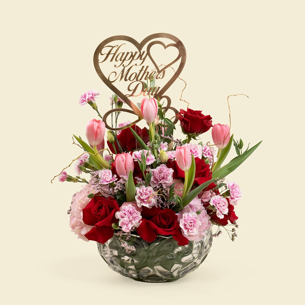 10 Mother’s Day Mixed Flower Arrangement in Glass Vase – Plaza Hollandi