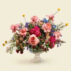 Home 15 Garden Blend Roses Astilbe Craspedia Floral Arrangement 25cm