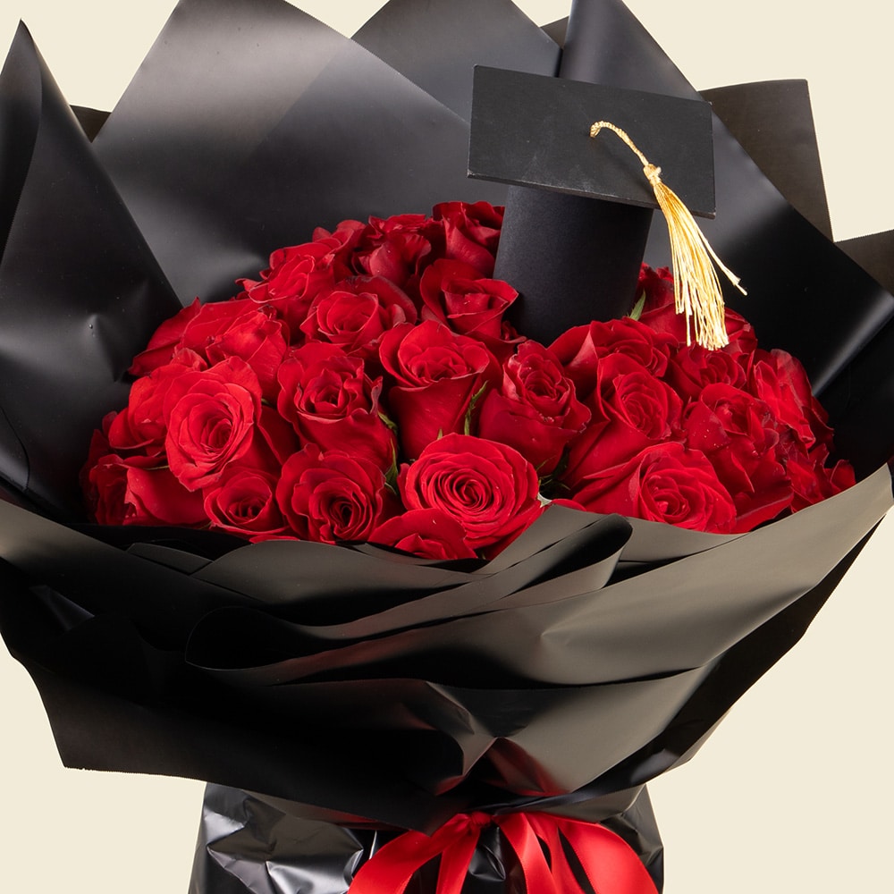 24.2 Red Rose Graduation Gift Set with Custom Tag Options