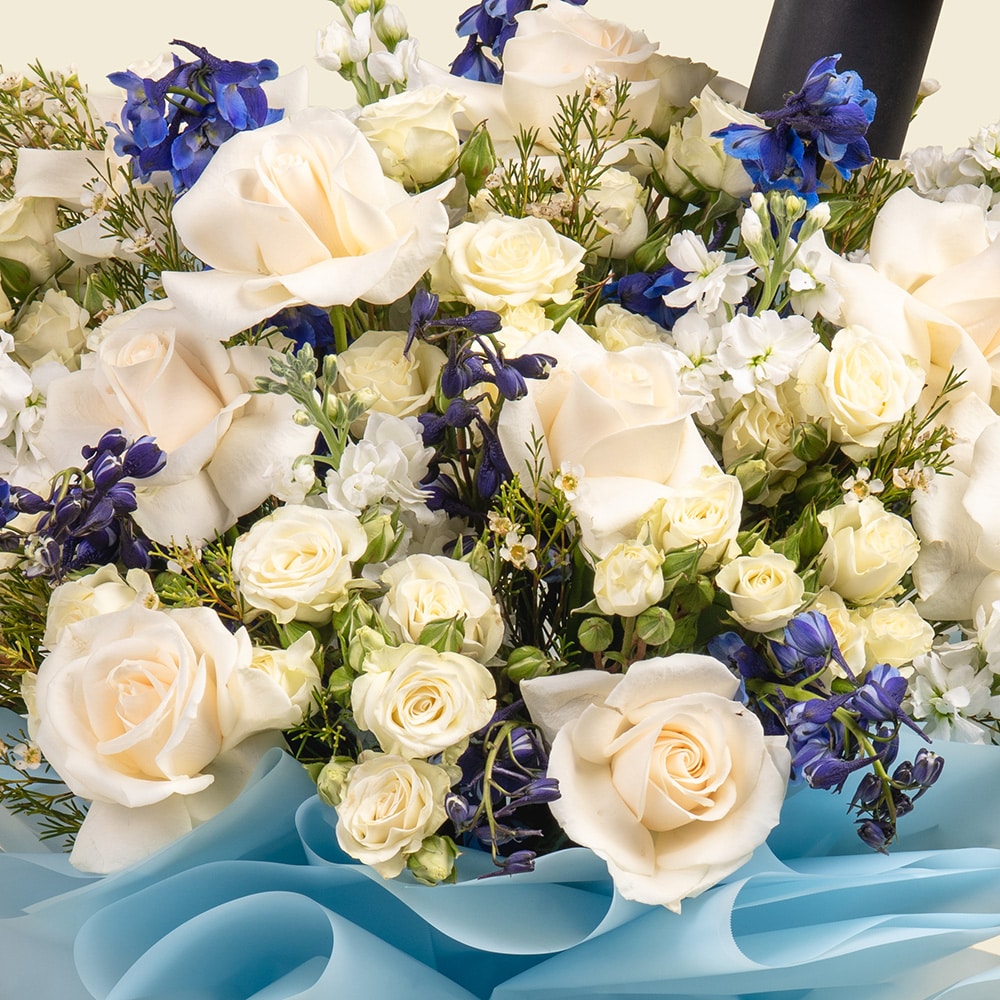 3.2 Elegant White Graduation Flower Arrangement with Custom Tag Options