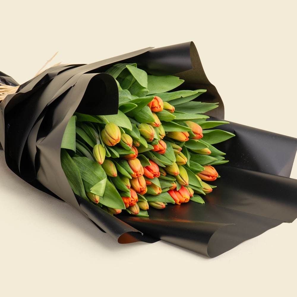3.2 50 Orange Tulips Hand-Tied Bouquet