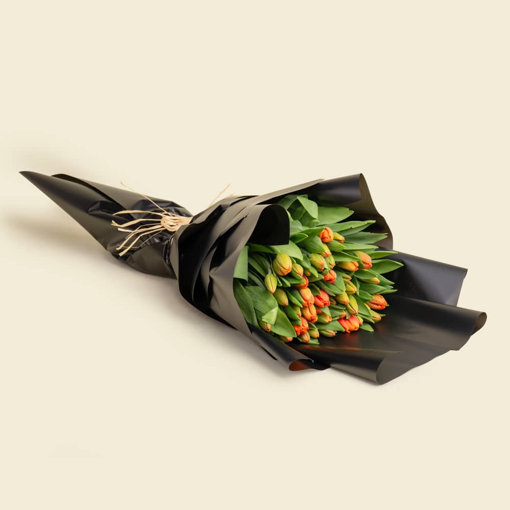 3 50 Orange Tulips Bouquet – Plaza Hollandi