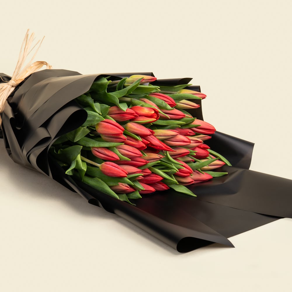 4.2 50 Red Tulips Bouquet – Plaza Hollandi